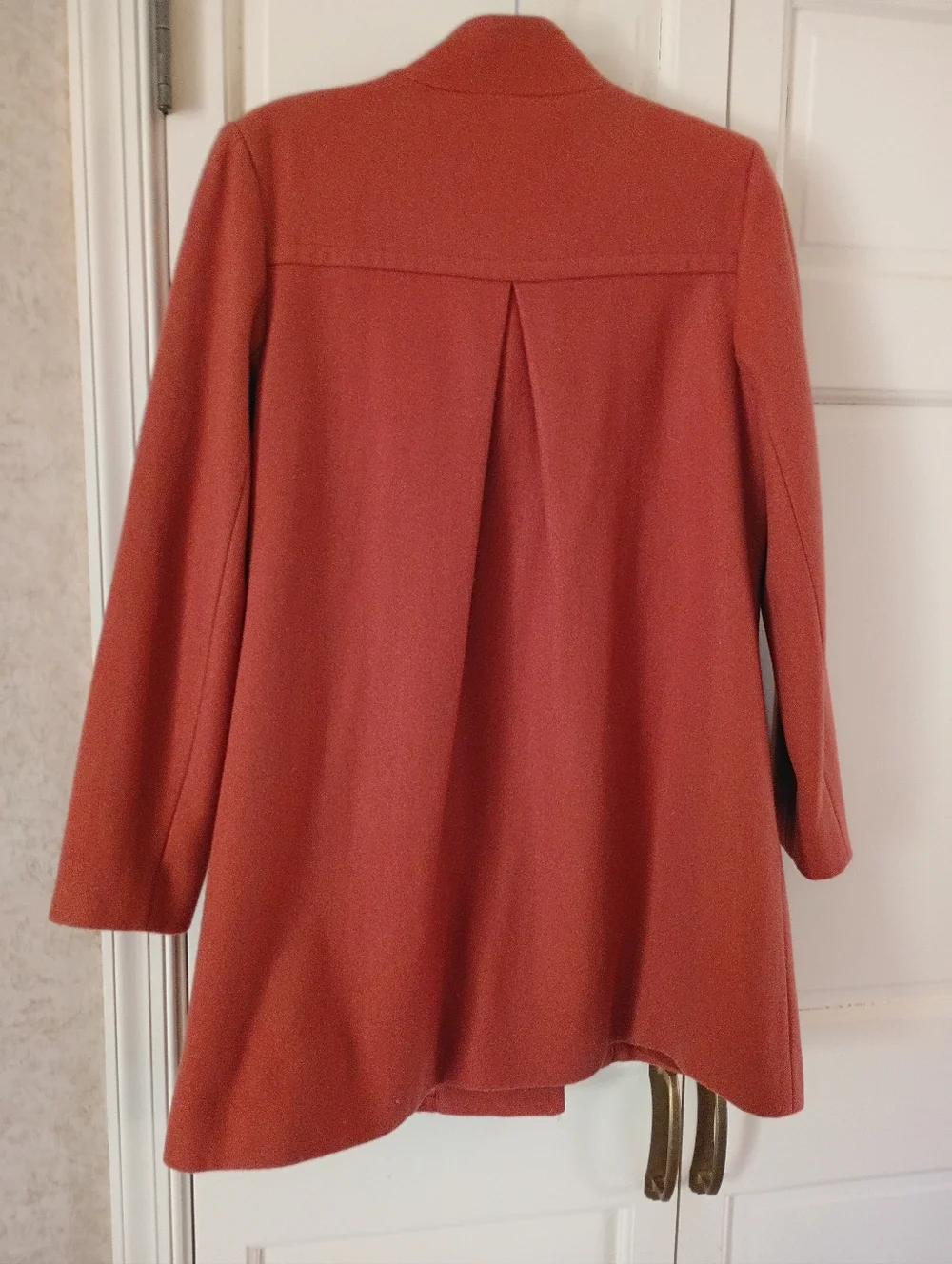 Womens Orange Wool-Blend Toggle Coat.Pit To Pit 19" - Picture 4 of 10